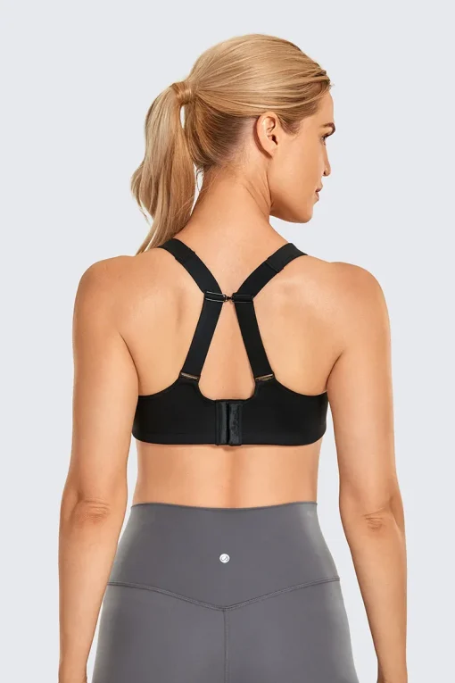 Model - Back Straps - Black-Adjustable Straps High Impact Sports Bra with Underwire